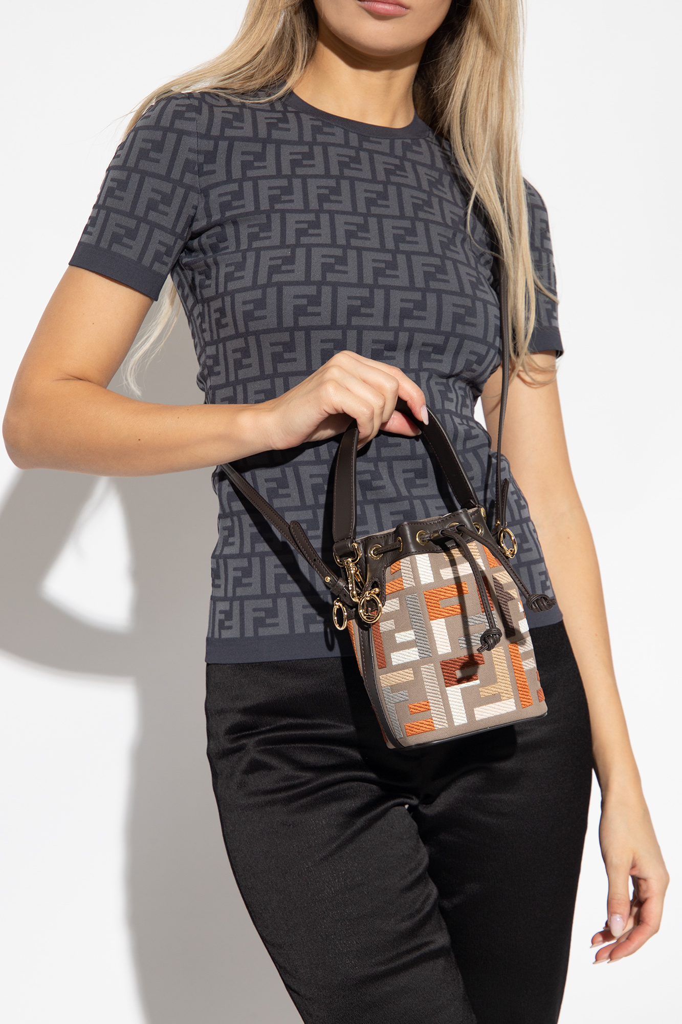 Fendi mini shop bucket bag monogram